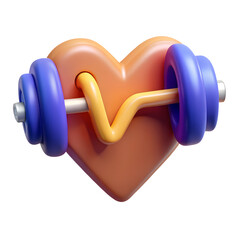 3d heartbeat line with dumbbell glowing effect transparent diabetes fitness
