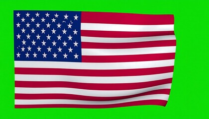 American flag waving on green screen