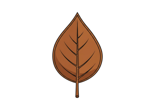 A stylized, brown leaf with distinct veins stands out against a stark black background. - Powered by Adobe