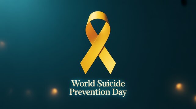 World suicide prevention day with yellow ribbon symbol for awareness and support for mental health and wellbeing