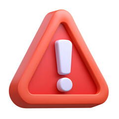 Vibrant 3d rendered orange warning triangle with a white exclamation mark on a black background