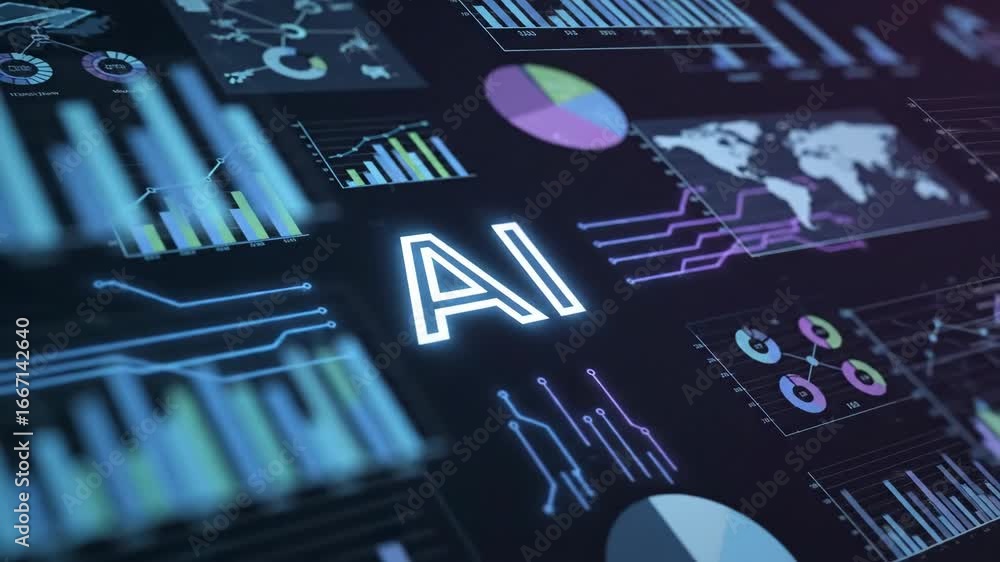 Poster ai analytics dashboard - a digital interface displays the letters 