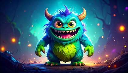 Cute monster, glowing lights