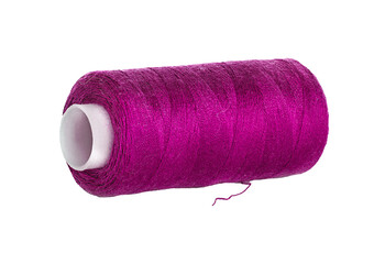 Vibrant magenta thread spool isolated on transparent background