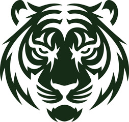 Stylized Dark Green Tiger Face Logo