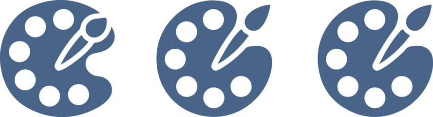 Three Blue Paint Palettes with Brushes