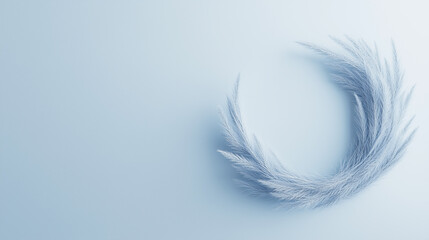 Fototapeta premium Delicate feather circle on pastel background.