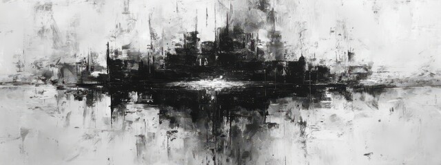 Abstract Monochrome Cityscape with Reflection