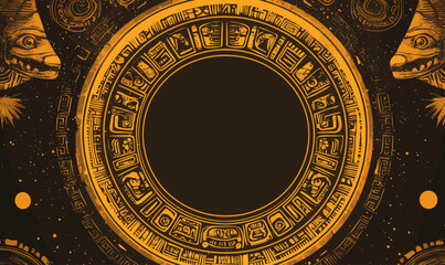 Naklejka premium Ancient civilizations are characterized by their historical framework, which includes the Mayan pyramids and glyphs of Chichen Itzá and Yucatán ruins, and the cultures of the Aztecs and Incas, known