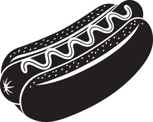Hotdog doodle collage element cute black white illustration vector
