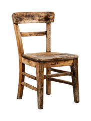 Rustic wooden chair in furniture, isolated on transparent background, png