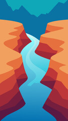 River flowing through canyon illustration