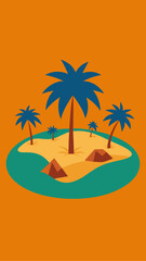 Illustration of a tropical island scene
