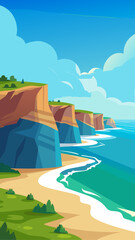 Coastal cliffs with ocean and cloudy sky