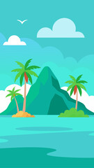 Tropical island with palm trees and ocean