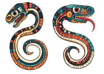 Obraz premium The modern clip art illustration of Cartoon Quetzalcoatl features simple gradients and is contained in a single layer