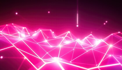 Vibrant pink abstract digital network with glowing lines and connected points. Represents data flow, futuristic communication, and technology concepts for business and science.