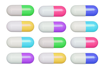 Pharmaceutical capsule isolated on transparent background