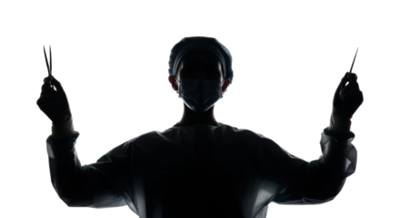 Surgical procedure operating room medical health silhouette, isolated on transparent background, png