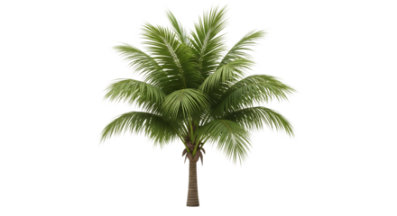 A green palm tree isolated on transparent background