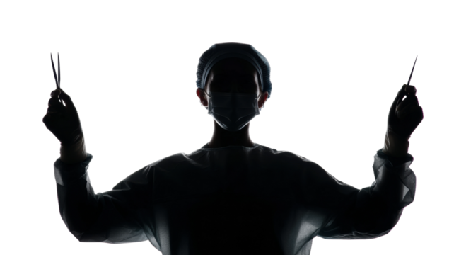 Surgical procedure operating room medical health silhouette, isolated on transparent background, png