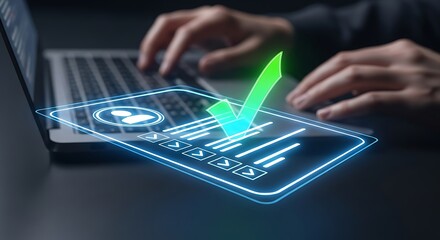 Digital Checklist and Approval Process on Laptop