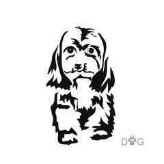 Vector drawing of a dog. Black and white gestalt design of a funny pet. Little doggy. Cute animal illustration.