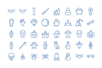 Fototapeta premium Vector art of collection of halloween themed line art icons