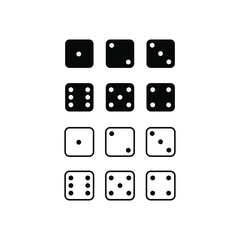 Dice Game Silhouette Vector Icons Set