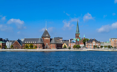 Aarhus, Denmark-August 15, 2025: Historic Cityscape With Aarhus Cathedral