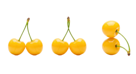 Yellow cherries against black background transparent background