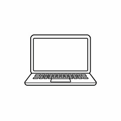 Fototapeta premium Minimalist Outline Icon of a Laptop Computer notebook device