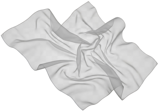 Delicate, flowing fabric drapes elegantly against a dark backdrop, showcasing its sheer texture and subtle folds.