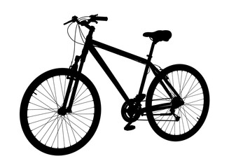 Black silhouette bicycle. Isolated on white background, 3D illustration