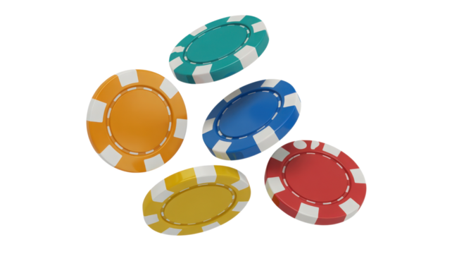 Colorful Casino Chips Stacked isolated on a Transparent Background