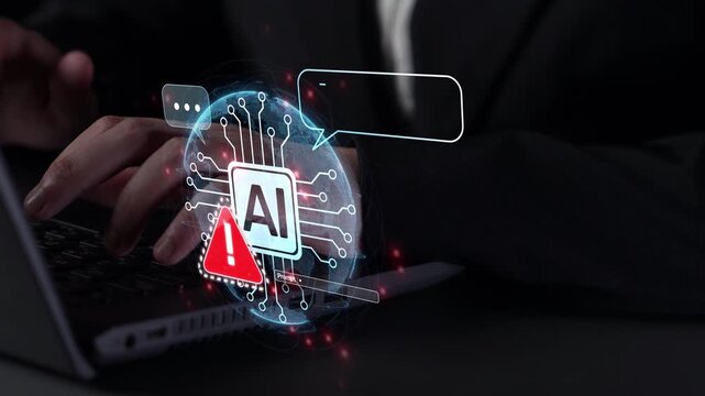 AI interface showing prompt error warning and system alert. AI prompt failure can lead to incorrect output or hallucination. Managing AI prompt error is crucial in safe AI deployment. Muxer