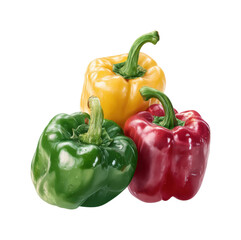 Vibrant bell peppers kitchen food, isolated on transparent background, png