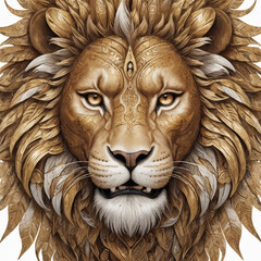 Fototapeta premium Fierce Roaring Lion Head – Hyper-Realistic Wildlife Illustration