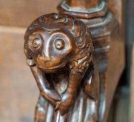 Hairy monkey - a funny detail from the wooden nobles' seat from the cathedral in Basel 