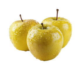 Orchard harvest fresh yellow apples and natural beauty, isolated on transparent background, png