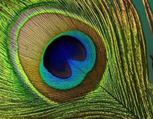 Obraz premium Peacock feather detail, vibrant colors
