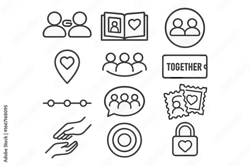 Poster communal vector icons paired joint icon flashback emotion marker memory bubble shared