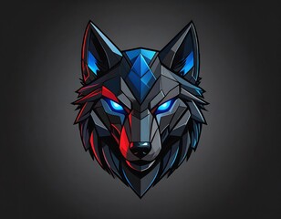 Cyber Wolf Head Portrait