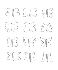 Collections of butterflies logos lineart style, Beautiful butterflies logo set, Abstract butterflies logo vector