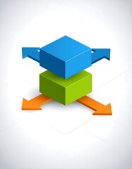 Stacked colorful 3D cubes with directional arrows