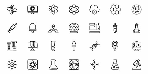 Engaging science icons for chemistry, biology, and physics projects, ideal for educational materials, research presentations, and scientific illustrations