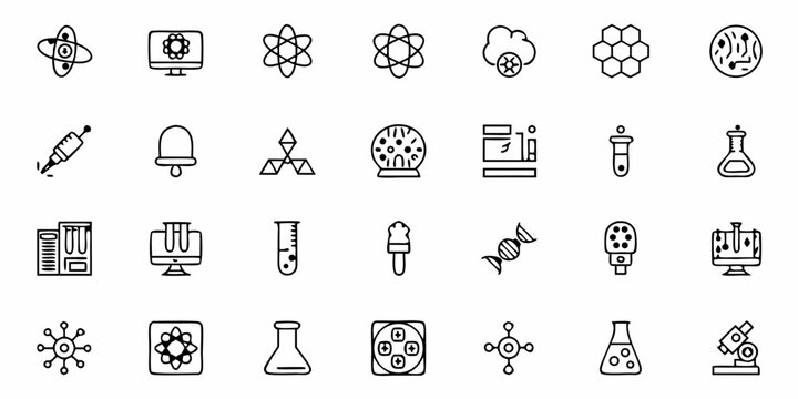 Engaging science icons for chemistry, biology, and physics projects, ideal for educational materials, research presentations, and scientific illustrations