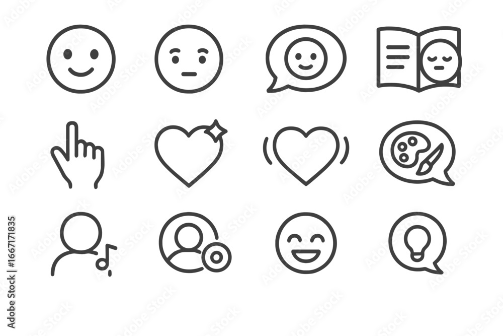 Poster overlay ai interaction companion icons pulse hobby tag bubble vector virtual icon
