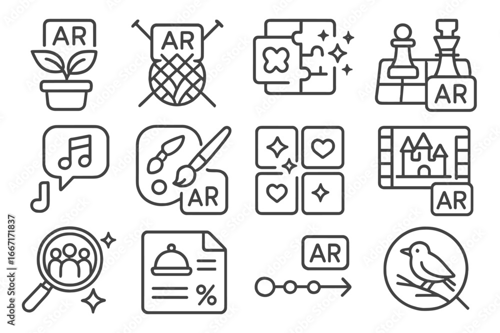 Poster icon glow hobbies virtual recipe timeline vector puzzle pattern enhanced ar tag