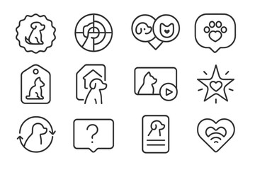 Shelter playdate ar badge pet prompt icons icon vector heart question card